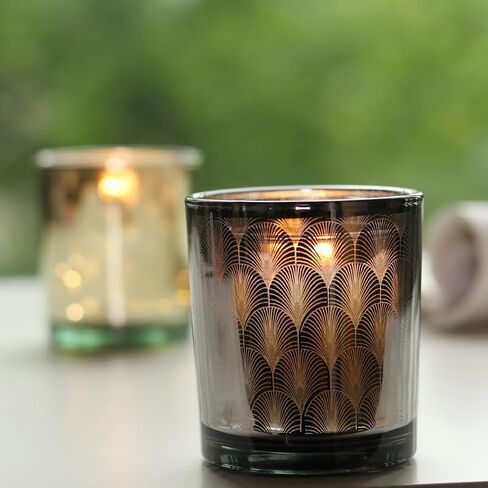 The Factory Provides Gold Feather electroplated Candle Cup | Home Decoration Candle Stand | Candle Cup Container Glass Festival Cross-Border in Saudi Arabia