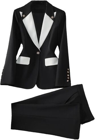 Women Pant Suit 2 Piece Set Fashion Office Business Work Wear Formal Blazer Jacket and Trouser in Saudi Arabia