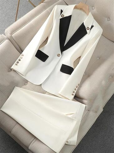 Women Pant Suit 2 Piece Set Fashion Office Business Work Wear Formal Blazer Jacket and Trouser in Saudi Arabia
