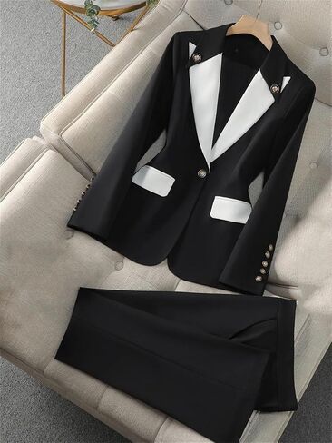 Women Pant Suit 2 Piece Set Fashion Office Business Work Wear Formal Blazer Jacket and Trouser in Saudi Arabia