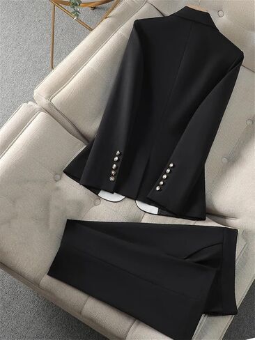 Women Pant Suit 2 Piece Set Fashion Office Business Work Wear Formal Blazer Jacket and Trouser in Saudi Arabia