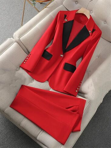 Women Pant Suit 2 Piece Set Fashion Office Business Work Wear Formal Blazer Jacket and Trouser in Saudi Arabia
