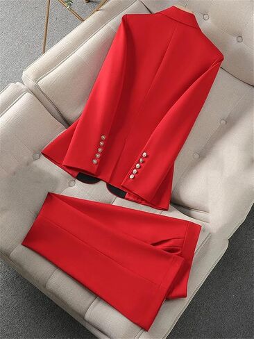 Women Pant Suit 2 Piece Set Fashion Office Business Work Wear Formal Blazer Jacket and Trouser in Saudi Arabia