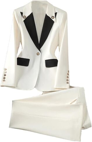 Women Pant Suit 2 Piece Set Fashion Office Business Work Wear Formal Blazer Jacket and Trouser in Saudi Arabia