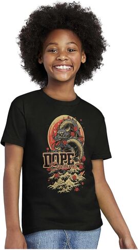 Urban Chinese Dragon Dope Dreams Crewneck T Shirts Boy Girl in Saudi Arabia