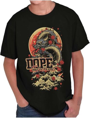 Urban Chinese Dragon Dope Dreams Crewneck T Shirts Boy Girl in Saudi Arabia