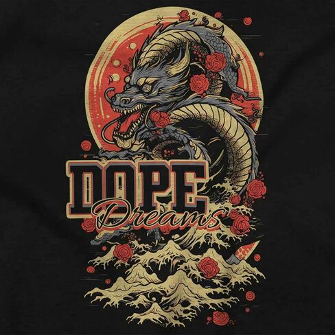 Urban Chinese Dragon Dope Dreams Crewneck T Shirts Boy Girl in Saudi Arabia