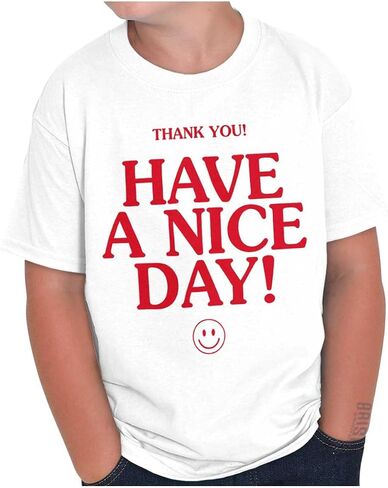 Brisco Brands أتمنى لك يومًا سعيدًا وجه سعيد ابتسامة Crewneck T Shirts Boy Girl in Saudi Arabia