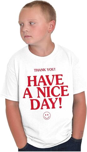 Brisco Brands أتمنى لك يومًا سعيدًا وجه سعيد ابتسامة Crewneck T Shirts Boy Girl in Saudi Arabia