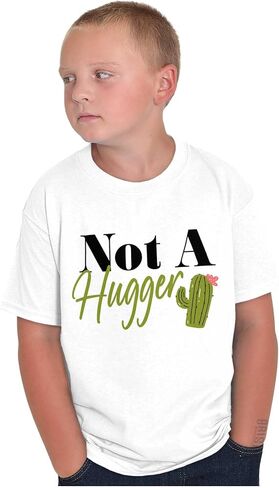 Funny Not A Hugger Cactus Joke Crewneck T Shirts Boy Girl in Saudi Arabia