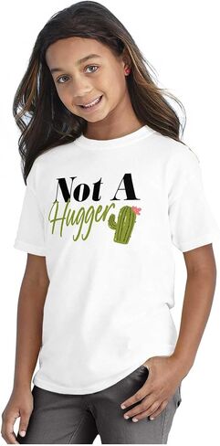 Funny Not A Hugger Cactus Joke Crewneck T Shirts Boy Girl in Saudi Arabia