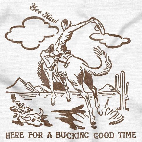 Brisco Brands Cowboy Here for A Bucking Good Time Crewneck T Shirts Boy Girl in Saudi Arabia