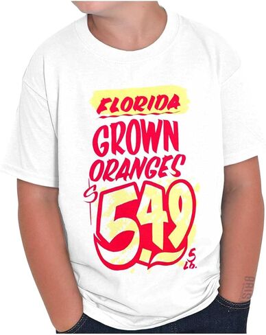 Brisco Brands Florida Grown Oranges Food Poster Crewneck T Shirts Boy Girl in Saudi Arabia