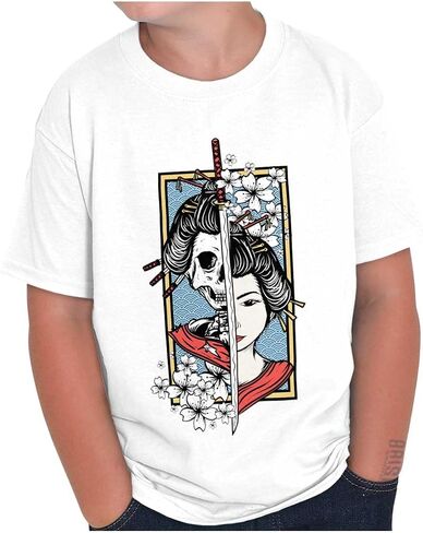 الهيكل العظمي التقليدي Geisha Samurai Crewneck T قمصان بوي in Saudi Arabia