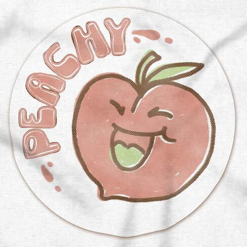 Vintage Peachy Fruit Pun Sticker Crewneck T Shirts Boy Girl in Saudi Arabia