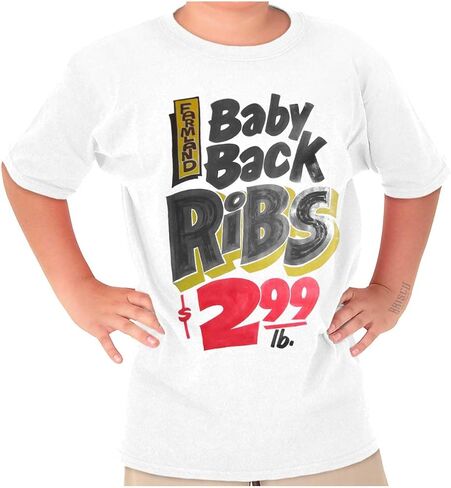 Brisco Brands Retro Baby Back Ribs Food Poster Crewneck T Shirts Boy Girl in Saudi Arabia
