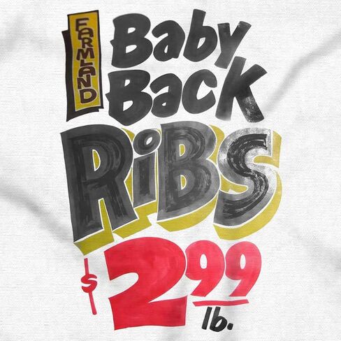 Brisco Brands Retro Baby Back Ribs Food Poster Crewneck T Shirts Boy Girl in Saudi Arabia