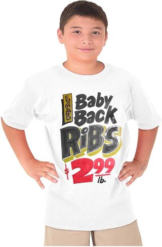 Brisco Brands Retro Baby Back Ribs Food Poster Crewneck T Shirts Boy Girl in Saudi Arabia