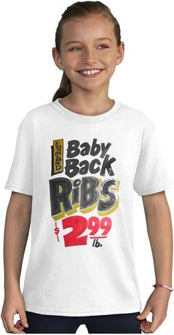 Brisco Brands Retro Baby Back Ribs Food Poster Crewneck T Shirts Boy Girl in Saudi Arabia