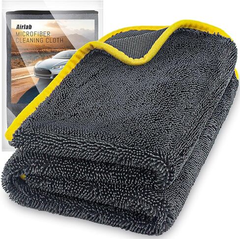 Airlab Microfiber Towels for Cars Drying Detailing Extra Large Super Absorbent Auto Exterior Cleaning Cloth Ultra Soft, Lint-Free, Streak-Free 600GSM, 24'' x 35'', 1 Pack in Kuwait
