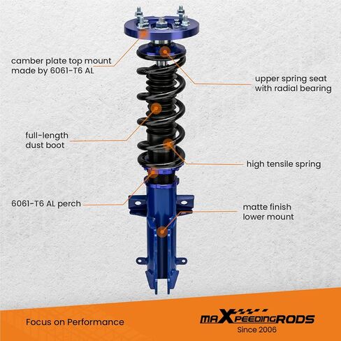 ملفات MaxPeedingrods لفورد موستانج S-197 2005-2014 ، طقم التعليق القابل للتعديل في الارتفاع ، مجموعة تخفيض الإعداد المسبق الأزرق in Kuwait