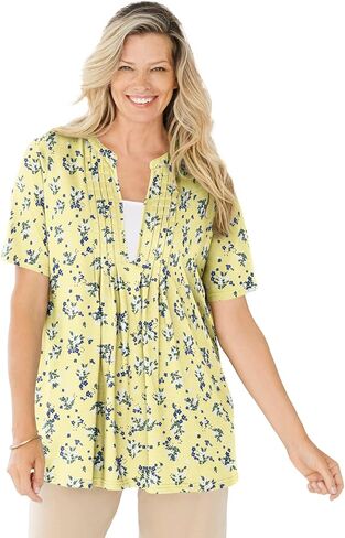 Woman Within Plus Size 7-Day Layer-Look Elbow-Sleeve Tee in Kuwait