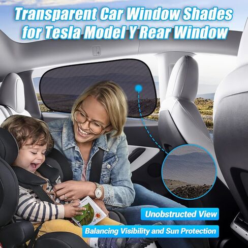Zatooto Tesla Model Y Shades for Window Window Sun Shade شبه شفافة ثابتة مخصص مناسب 2020-2024 | 95 ٪ الأشعة فوق البنفسجية والحرارة | حماية الخصوصية | لا يوجد تثبيت لاصق خالٍ من الأدوات in Kuwait