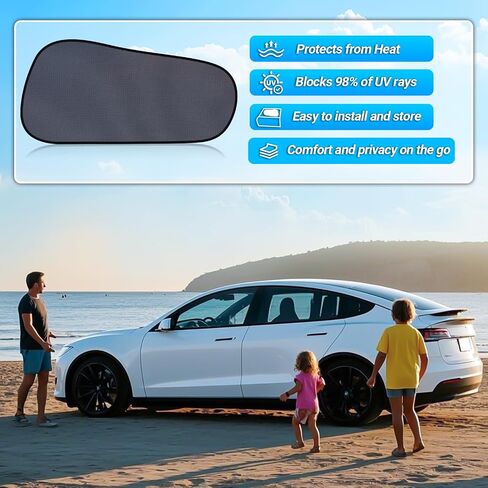 Zatooto Tesla Model Y Shades for Window Window Sun Shade شبه شفافة ثابتة مخصص مناسب 2020-2024 | 95 ٪ الأشعة فوق البنفسجية والحرارة | حماية الخصوصية | لا يوجد تثبيت لاصق خالٍ من الأدوات in Kuwait