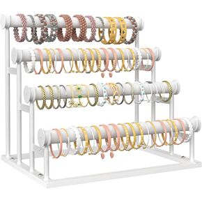 ORLESS 4 Tier Bracelet Holder, Detachable Velvet Jewelry Display Stand, T-Bar Necklace Storage Organizer Display Stand, Metal Bracelet Holder Display for Bangles Watch Bracelets Scrunchies(Black) in Kuwait