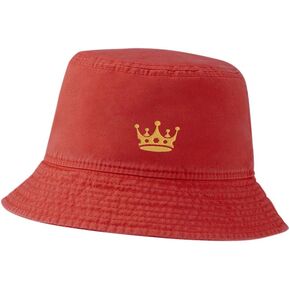 Men's Bucket Hat Crown King Embroidered Cotton Washed Unisex Casual Fisherman Hat in Saudi Arabia