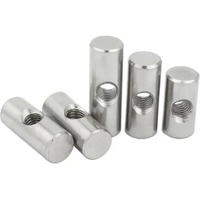 M4 M5 M6 Cylinder Nut Screws 304 Stainless Steel Cylinder Pin Dowel Thread Cross Hole Hammer Embedded Nut for Wooden Furniture (OD8 M5 x 30 (3 Pieces) in Kuwait