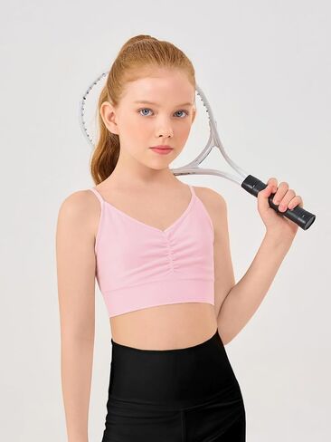 Haloumoning Girls Training Bra Kids Adjustable Sports Bra Yoga Dance Crop Top 5-14 Years in Saudi Arabia