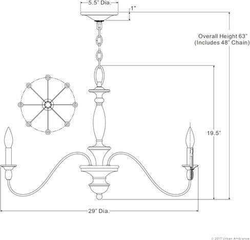 Arban Armance Luxury Americana Chandelier ، متوسطة الحجم: 19.5 "H x 29" W ، مع عناصر على الطراز الوفيات ، والذوبان الخشب Corinthian ، والتشطيب البرونزي الريفي والمصابيح المكشوفة ، UQL2351 in Saudi Arabia