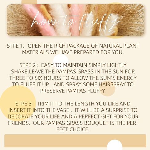 YN HI FLOWER NATORY DRIED PAMPAS GRASS Bouquet Boho Wedding Home Decore Concerte in Blush Pink White & Brown (17inche) in Kuwait