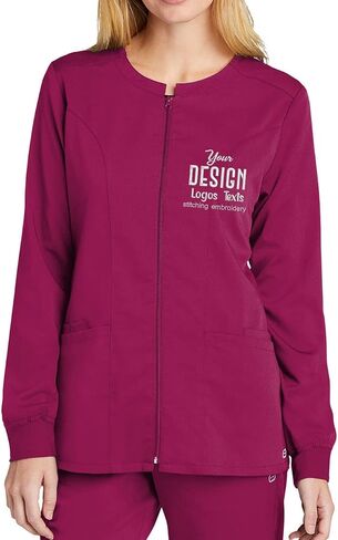 INK STITCH Women WW4088 Embroidered Logo Texts Premiere Flex Full Zip Scrub Jackets - Multicolors in Saudi Arabia