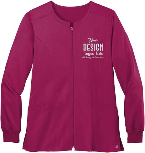 INK STITCH Women WW4088 Embroidered Logo Texts Premiere Flex Full Zip Scrub Jackets - Multicolors in Saudi Arabia