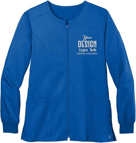 INK STITCH Women WW4088 Embroidered Logo Texts Premiere Flex Full Zip Scrub Jackets - Multicolors in Saudi Arabia