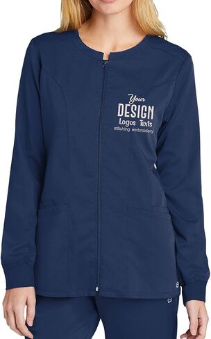 INK STITCH Women WW4088 Embroidered Logo Texts Premiere Flex Full Zip Scrub Jackets - Multicolors in Saudi Arabia