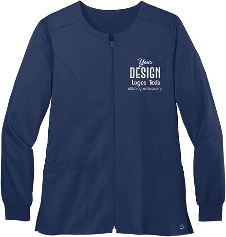 INK STITCH Women WW4088 Embroidered Logo Texts Premiere Flex Full Zip Scrub Jackets - Multicolors in Saudi Arabia