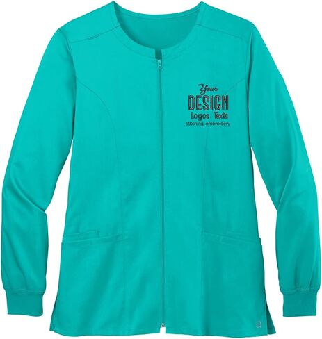 INK STITCH Women WW4088 Embroidered Logo Texts Premiere Flex Full Zip Scrub Jackets - Multicolors in Saudi Arabia