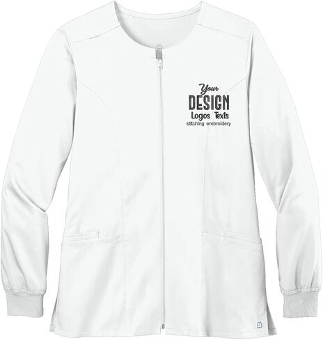 INK STITCH Women WW4088 Embroidered Logo Texts Premiere Flex Full Zip Scrub Jackets - Multicolors in Saudi Arabia