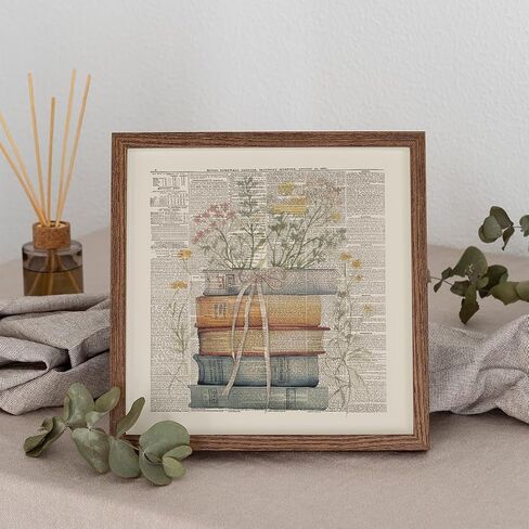 PLKMN Vintage Floral Wall Decor, Retro Library Book Club Gifts, Book Themed Party Decorations 4 Pcs, Bookish Posters for Women Girls, Wildflower Books Wall Art Decor for Home Living Room Bedroom Bathroom Dorm Classroom 8x10 Unframed in Saudi Arabia