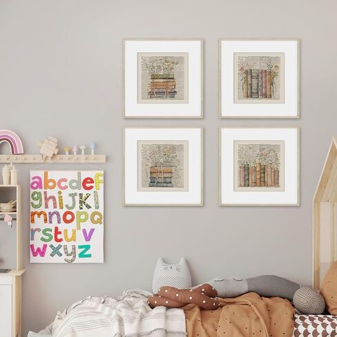 PLKMN Vintage Floral Wall Decor, Retro Library Book Club Gifts, Book Themed Party Decorations 4 Pcs, Bookish Posters for Women Girls, Wildflower Books Wall Art Decor for Home Living Room Bedroom Bathroom Dorm Classroom 8x10 Unframed in Saudi Arabia