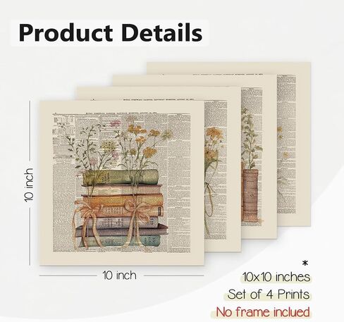 PLKMN Vintage Floral Wall Decor, Retro Library Book Club Gifts, Book Themed Party Decorations 4 Pcs, Bookish Posters for Women Girls, Wildflower Books Wall Art Decor for Home Living Room Bedroom Bathroom Dorm Classroom 8x10 Unframed in Saudi Arabia