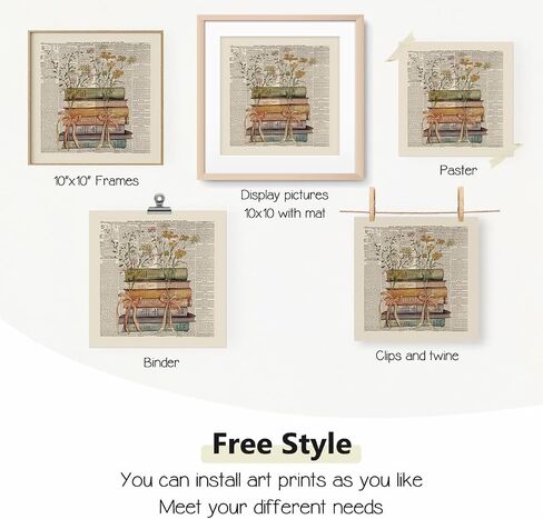 PLKMN Vintage Floral Wall Decor, Retro Library Book Club Gifts, Book Themed Party Decorations 4 Pcs, Bookish Posters for Women Girls, Wildflower Books Wall Art Decor for Home Living Room Bedroom Bathroom Dorm Classroom 8x10 Unframed in Saudi Arabia