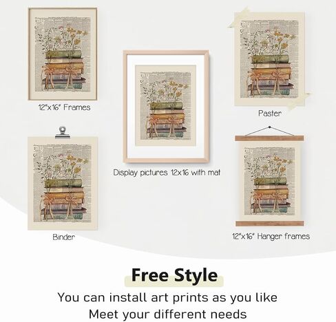 PLKMN Vintage Floral Wall Decor, Retro Library Book Club Gifts, Book Themed Party Decorations 4 Pcs, Bookish Posters for Women Girls, Wildflower Books Wall Art Decor for Home Living Room Bedroom Bathroom Dorm Classroom 8x10 Unframed in Saudi Arabia