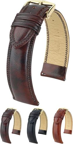 Hirsch Ascot Calf Leather Watch Strap - Chesterfield English Style - 18mm-20mm - Choose Color & Size - Quick Release Watch Band in Saudi Arabia