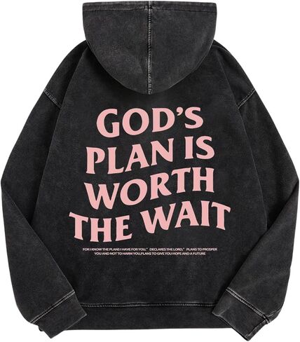 WDIRARA Men's Y2k Letter Graphic Distressed Long Sleeve Hoodie Vintage Hipster Loose Fit Hooded Sweatshirt in Saudi Arabia