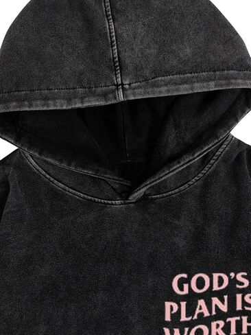WDIRARA Men's Y2k Letter Graphic Distressed Long Sleeve Hoodie Vintage Hipster Loose Fit Hooded Sweatshirt in Saudi Arabia