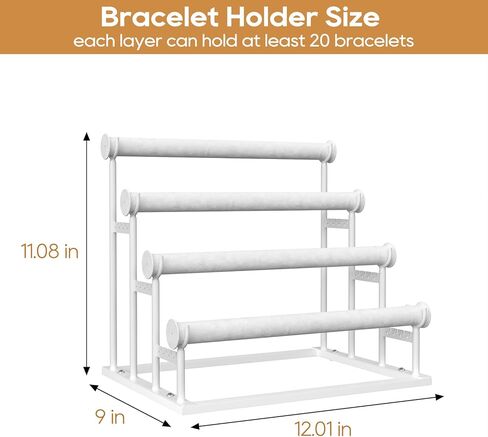 ORLESS 4 Tier Bracelet Holder, Detachable Velvet Jewelry Display Stand, T-Bar Necklace Storage Organizer Display Stand, Metal Bracelet Holder Display for Bangles Watch Bracelets Scrunchies(Black) in Kuwait